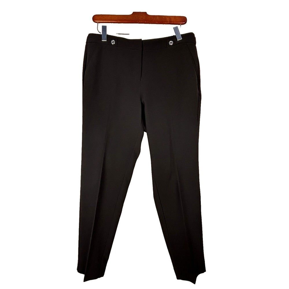 White House Black Market Taper Ankle Pants Black Trousers Size 4R Dress Slacks